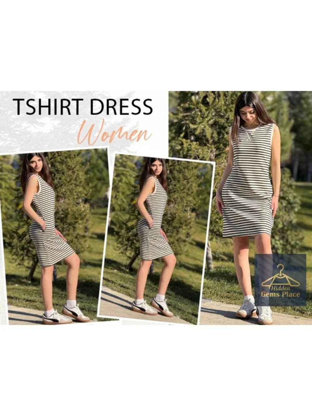 Womens Sleeveless Striped Shift Tank Dress Summer Casual Beach Vacation Outfit
